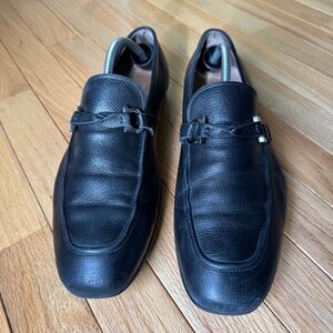 Salvatore Ferragamo Men’s Black Leather Bit Loafers – Size 10.5 2E (Wide)